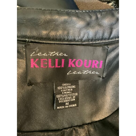 Kelli Kouri Black 100% Genuine Leather Quilted Moto Jacket, Size Medium - Picture 9 of 9